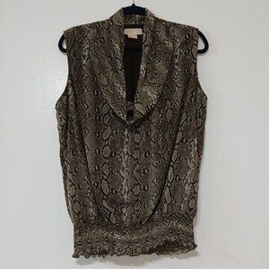 Michael Michael Kors Snakeskin Sleeveless Blouse - Size 1X